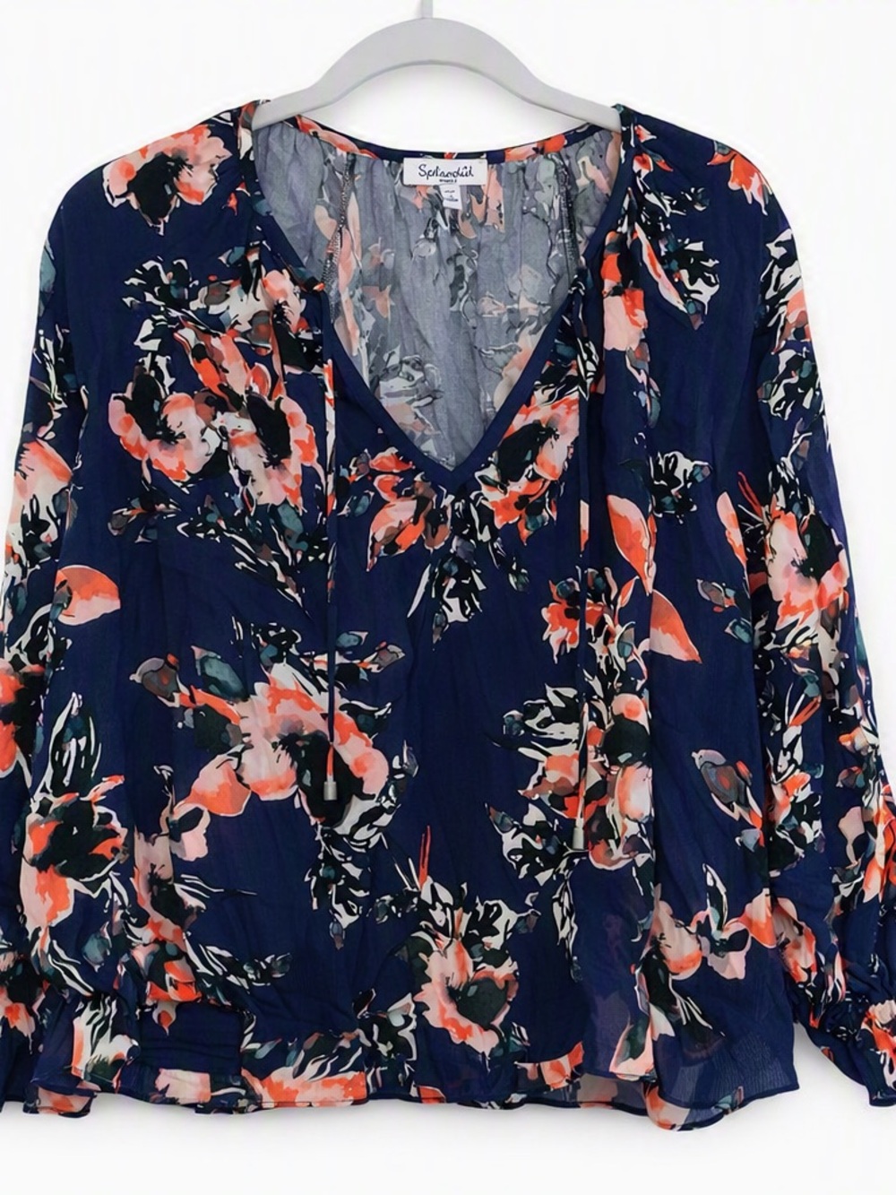 Splendid Floral V‑Neck Blouse